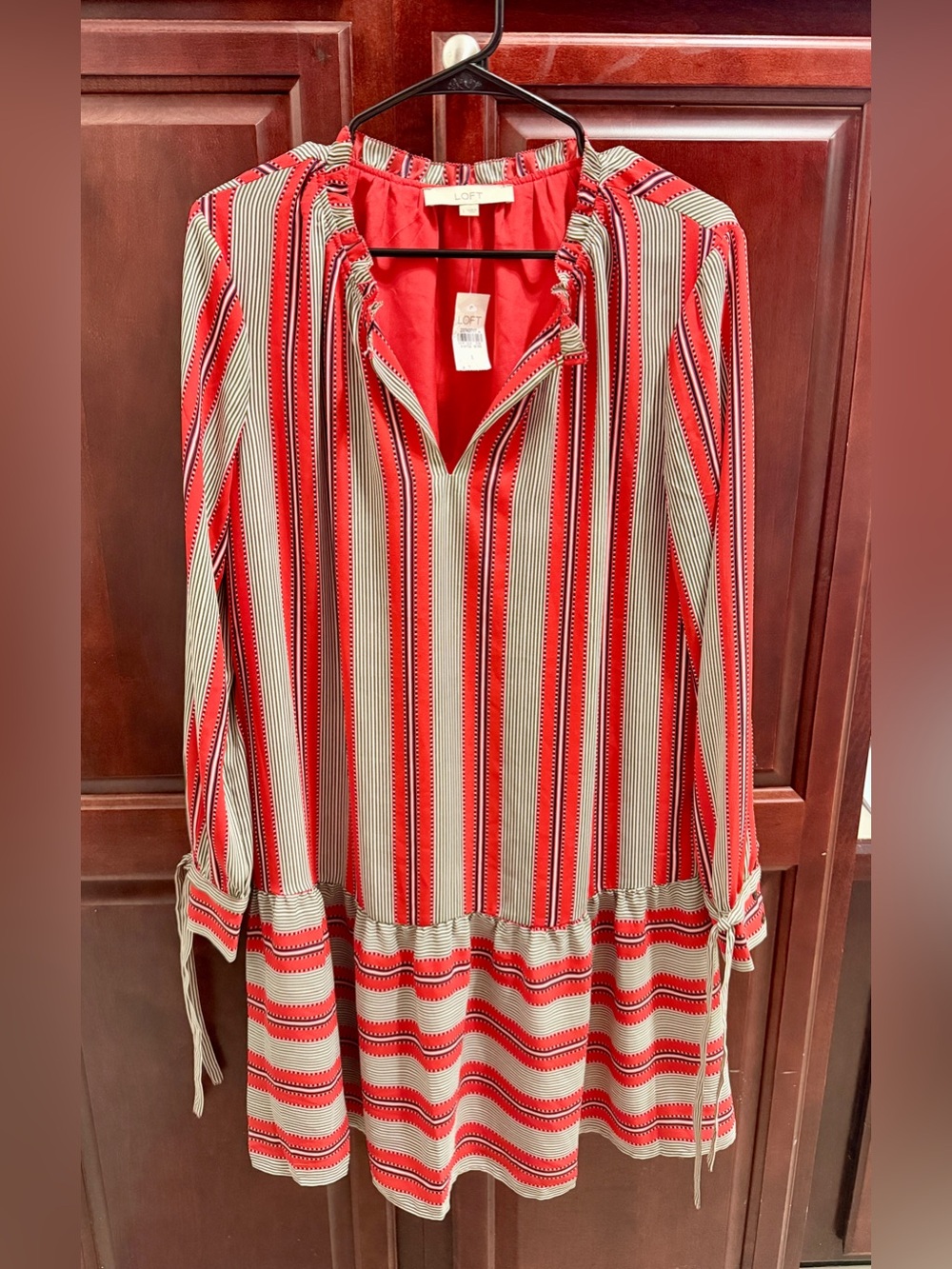 NWT LOFT Striped Long Sleeve Shift Dress | Women’s Large